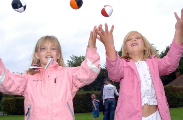 Nicole and Chloe Cook from Edenthorpe learning to juggle in 2007.
