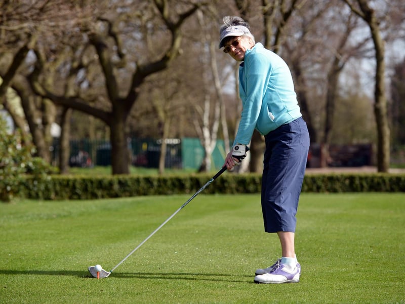 Jen Rowland, pictured on the tee.