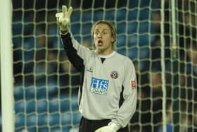 Phil Jagielka took over in goal for Sheffield United after Paddy Kenny was sent off following a tunnel bust-up against Millwall: Ady Kerry