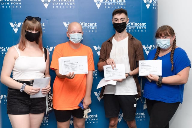 Jenifer Clift, Charlotte Laver, Corey Kitchen, Jacqueline Graf collect their results at St Vincents College. Picture: Keith Woodland