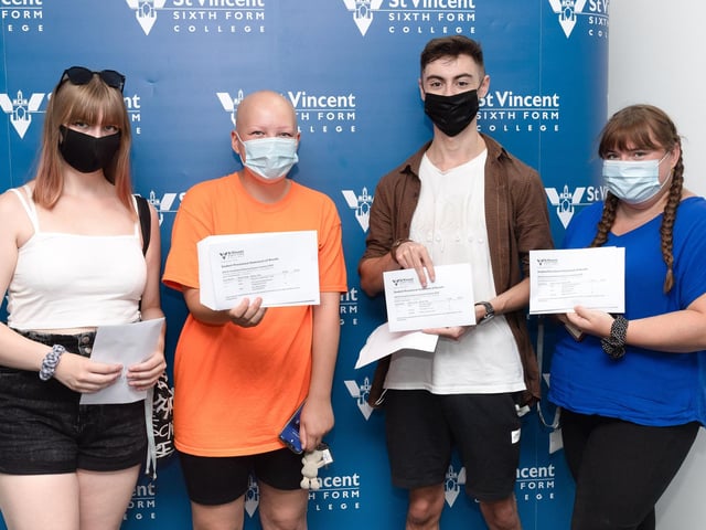 Jenifer Clift, Charlotte Laver, Corey Kitchen, Jacqueline Graf collect their results at St Vincents College. Picture: Keith Woodland