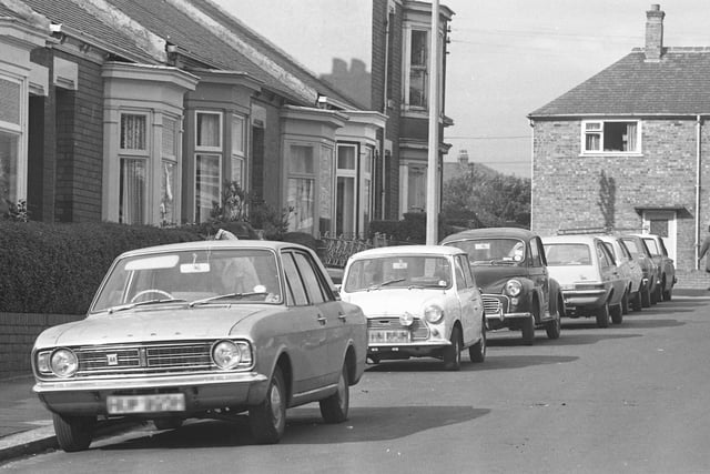 A Mini, Morris and what else in this 1975 Southwick scene?