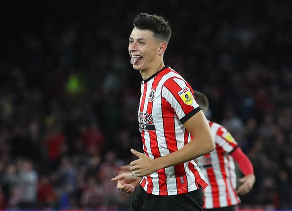 Anel Ahmedhodzic of Sheffield United celebrates scoring against Reading: Simon Bellis / Sportimage