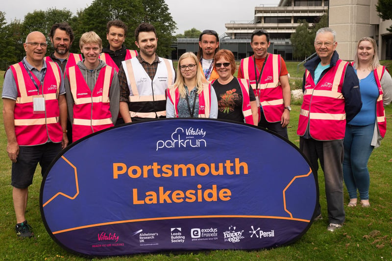 Event director Rob Hall (white bib) and a number of Portsmouth Lakeside volunteers. Picture: Keith Woodland (140821-3)