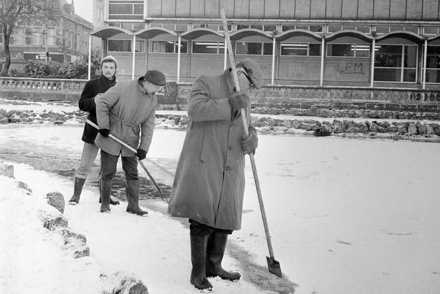 Breaking ice in Mowbray Park in 1973. Photo: Bill Hawkins.