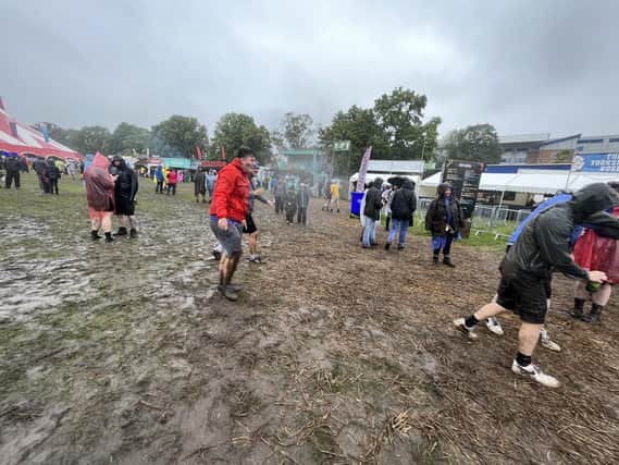 Festival goers at Tramlines making the most of things despite the mud