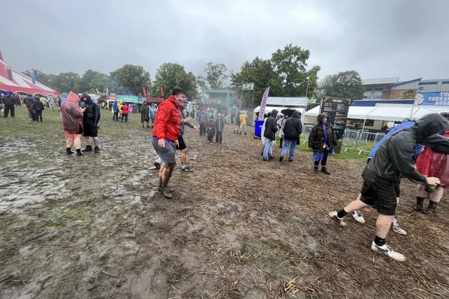 Festival goers at Tramlines making the most of things despite the mud