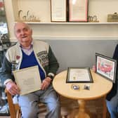 Deangate Care Home resident Maurice Churchouse, 94, reflecting with his daughter Anne Maclachlan on his 50-year career in the Royal Mail.