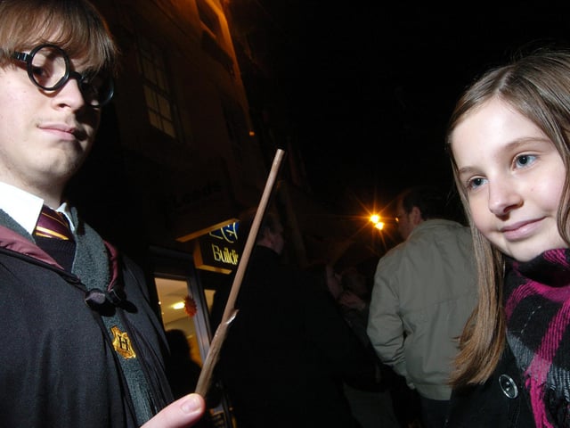 Harry Potter lookalike and Emma Martin, ten, at the Doncaster town centre Christmas lights switch on in 2007.