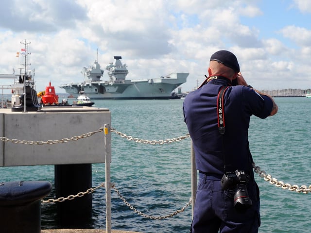 A Royal Navy photographer captured HMS Queen Elizabeth returning to Portsmouth. Picture: (020720-799)