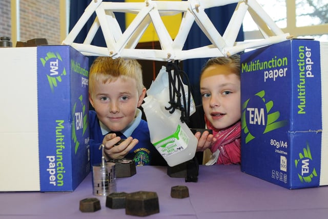Scott Carlisle and Chloe Screaton built a bridge as part of Science and Recycling Week at Simonside Primary School in 2009. Does this bring back memories?