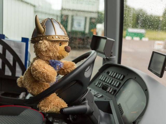 John James the teddy bear as the coach driver on a tour through Norway & Sweden. 
These adorable teddy bears could be the world's most well-travelled cuddly toys - as their photographer owner has chronicled their adventures in 27 different countries. Christian Kneidinger, 57, has been travelling with his teddy bears, named John and Bob since 2014 - and his taken them to some of the world's most famous landmarks. The teddy bears have dressed up in traditional Emirati clothing to visit the Sultan's Palace in Oman, and have braved the cold on a glacier on Lofoten Island in Norway.