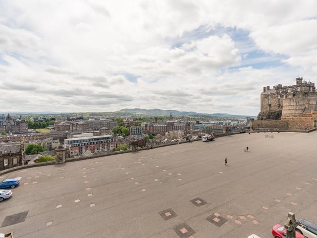 View over esplanade and city.