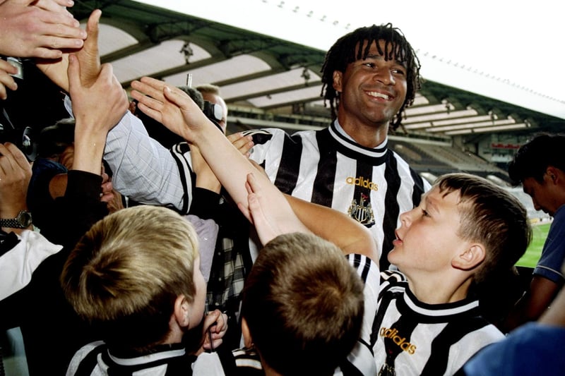 Ruud Gullit greets the fans after being announced as Newcastle United manager at St James Park.