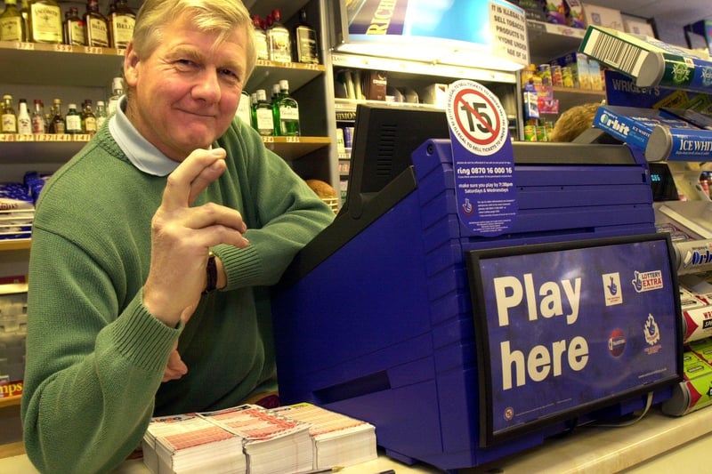 Postmaster Stuart Reed with his new Lottery terminal at his Post Office in Loxley Road, Loxley in 2003