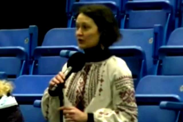 Ukranian woman Olena thanks Sheffield residents and councillors for their support at a meeting of the full council