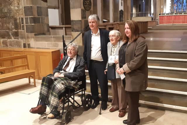 Stan Shaw's wife, Rosemary, and children, Andrew, Kevan and Jane, at the memorial service for the master craftsman at Sheffield Cathedral
