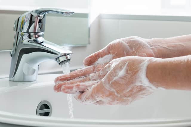 Stock image of hand washing