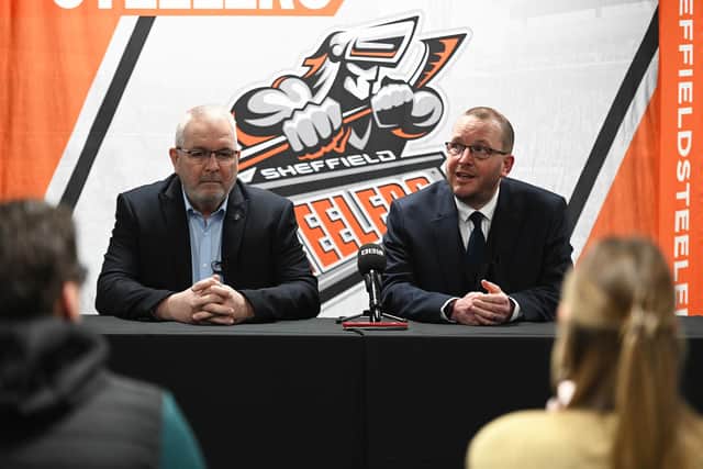 Tony Smith (left), managing director at Steelers and Dom Stokes, general manager at the Utilita Arena.