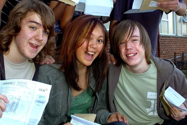 Richard Fenton,  Alice Ayres and Brian Chadwick, celebrated their GCSE exam results in 2006