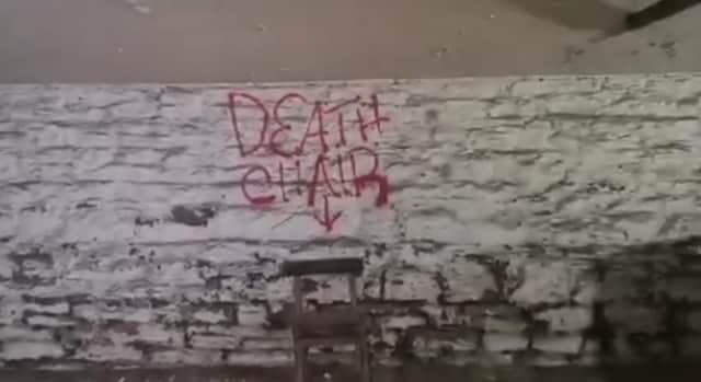 A 'death chair' discovered by ghost hunters Lee and Linzi Steer in an 'underground city' hidden beneath Sheffield (pic: Project reveal - Ghosts of Britain)
