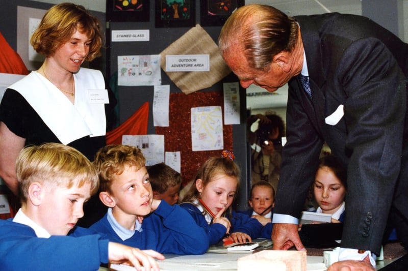 Back to May 1993 when Prince Philip took an interest in the lesson these Mill Hill pupils were taking.