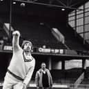 Floodlit cricket at Bramall Lane - picture shows Steve Oldham during a session of practice bowling in October 1980