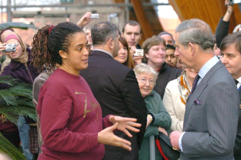Prince Charles met Nicola Newman(30) who runs the Fairtrade coffee bar in the Winter Garden, Sheffield in January 2006