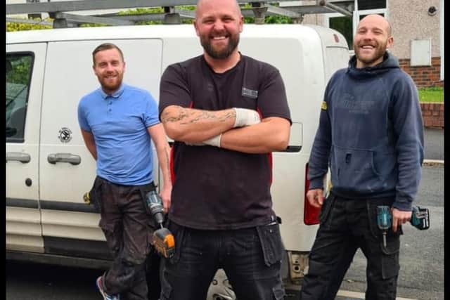 Lee (centre) with his workers, Lee Wilkinson (right) and Ryan Ramsden (left).