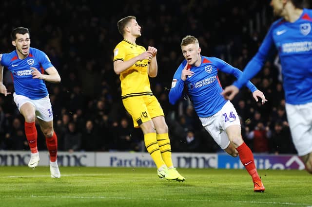 Andy Cannon celebrates his first Pompey goal