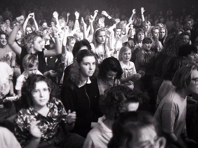 The crowd enjoying the Jason Donovan concert at Sheffield City Hall, September 19, 1990