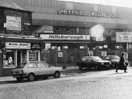 The Leppings Lane entrance to Sheffield Wednesday's Hillsborough Stadium in 1998