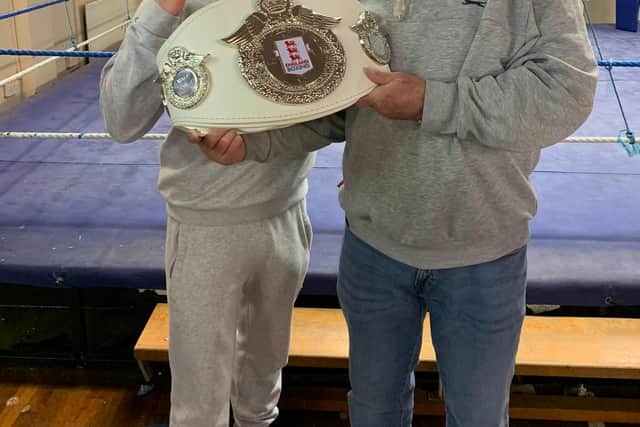 Darren Littlewood Jnr pictured with Robert Wright MBE and his new national title.