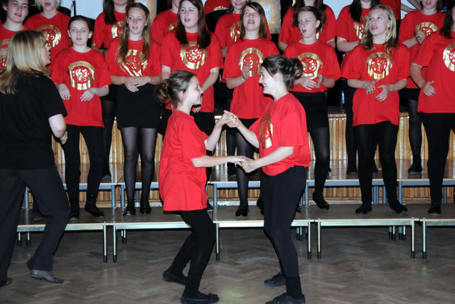 Performing arts students at Southmoor School rehearsing for their Disneyland Paris show in 2011.