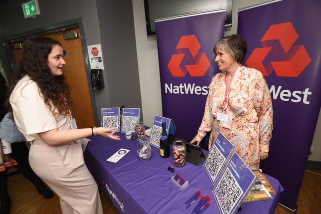 The Nat West stall at the International Women's Day business event at Preston North End organised by Pink Link