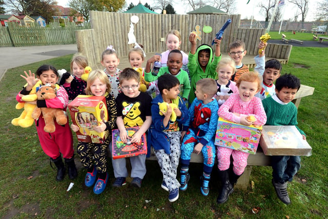 Pupils at Richard Avenue Primary held events all week in 2013 to raise money for Children in Need and their nominated charity Age UK. Is their someone you know in this photo?