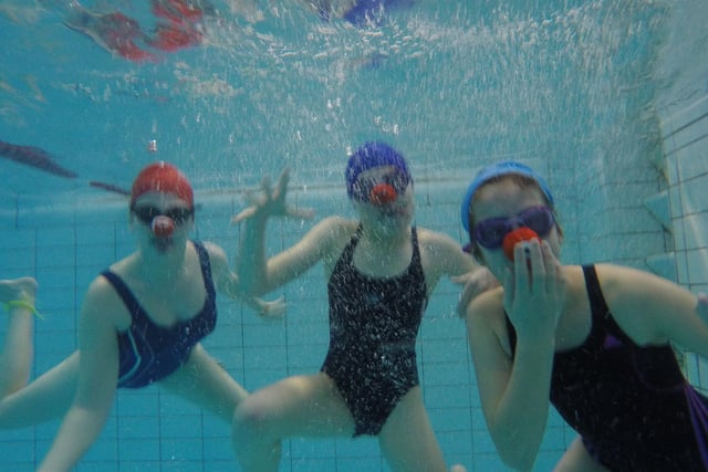 Buxton Swimming Club swimmers having fun on Red Nose Day.