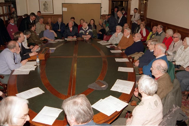 A packed Comittee Room Three at the Town Hall in 1998