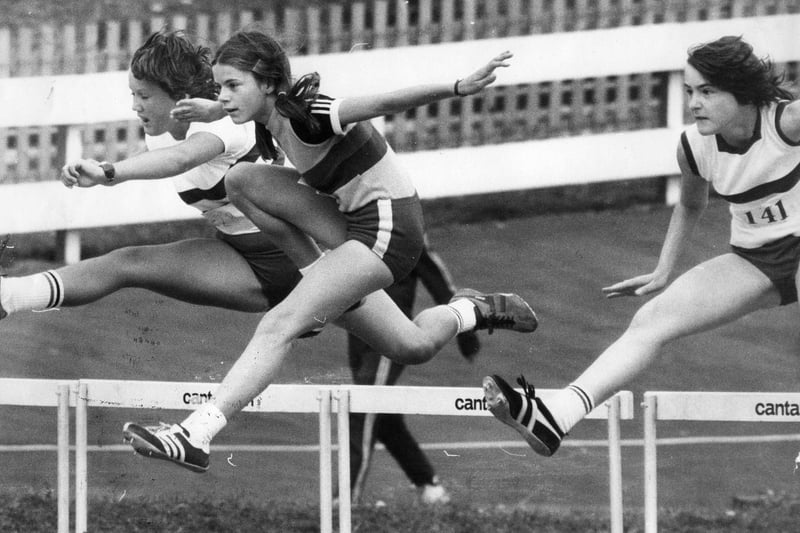 Jarrow and Hebburn's Dawn  Frazer (centre) on her way to winning the 75 metres hurdles in the Track League meeting at Gypies Green.