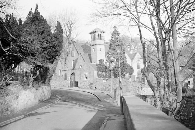 Colinton Parish Church in the winter sunshine in 1953.