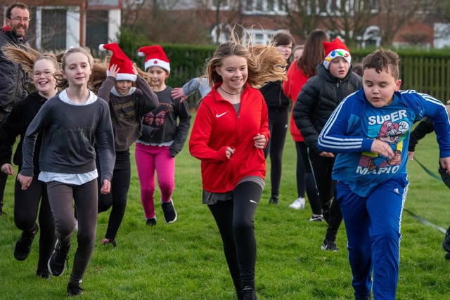 Pupils and staff at St Wilfrid’s Catholic Primary School, in Blyth, took part in a fundraising festive run.