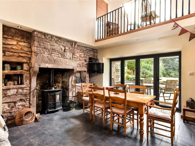 Dining area with character features.