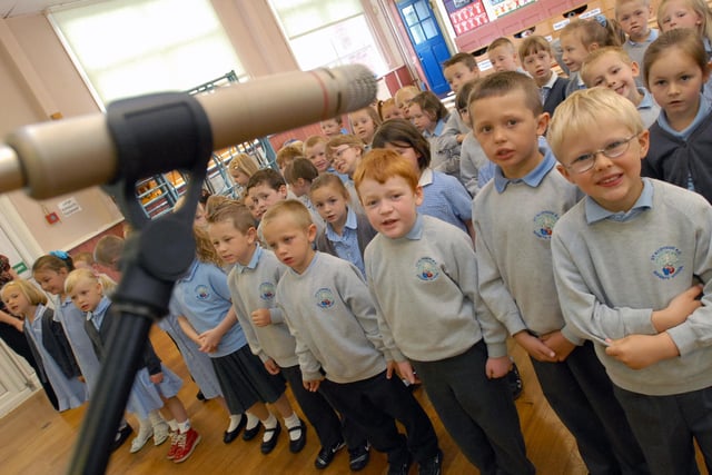 These young singers are all pupils at St Aloysius RC Infants School and, in 2008, they were pictured making a CD as part of the school's 80th anniversary celebrations. Is your child pictured?