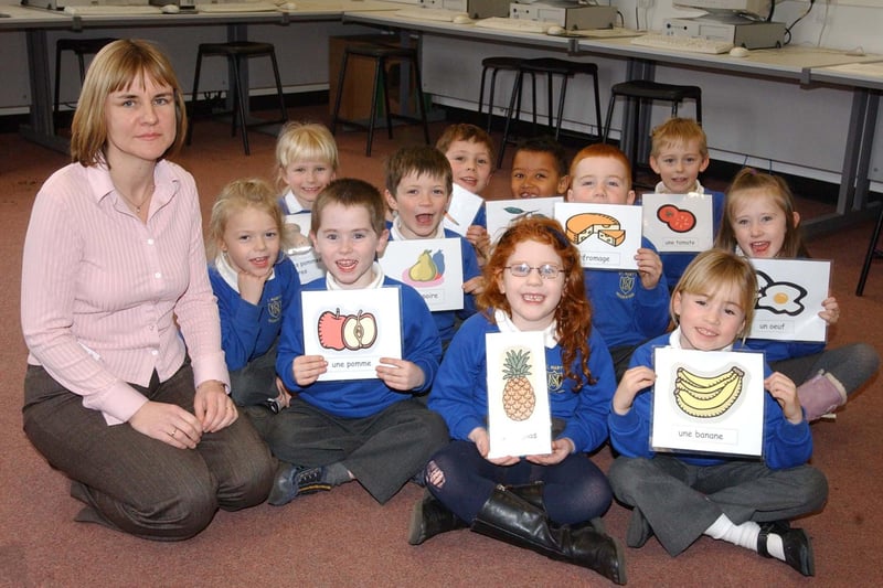 Monica Jackson was pictured 17 years ago in a photo which also showed Year 1 pupils at Sr Mary's Primary School. They were learning languages as part of a new language initiative in 2004.