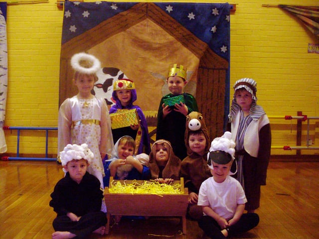 Class 2 at Adwick Washington Infant School prepare for their Nativity in 2011