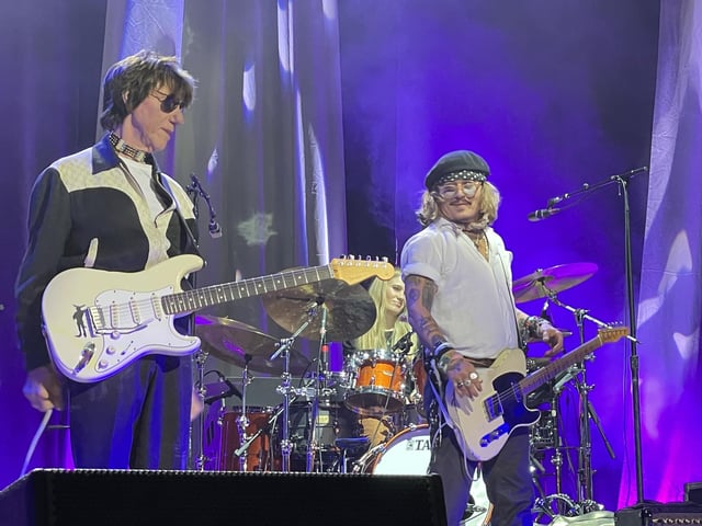 Johnnny Depp on stage at Sheffield City Hall. Picture: Terence Turnbull