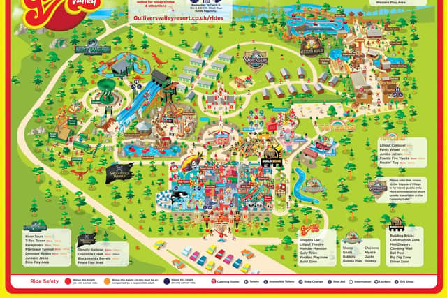 A map of Gulliver's theme park at Rother Valley.