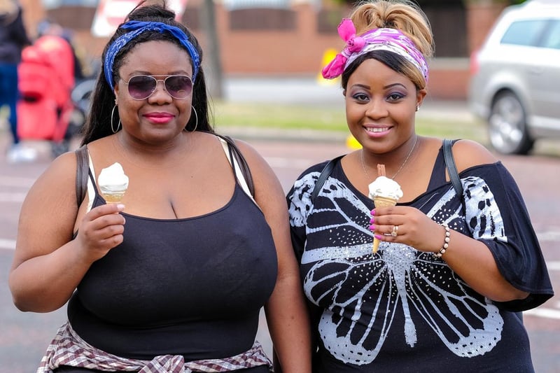 Sunday at the 2015 Sunderland International Air Show. Sisters Sharmaine (left) and Charleen Sisimayi from the Park Lane area of Sunderland cool off with an ice cream.