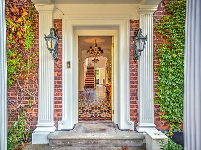 This impressive entrance leads to the snug, music room and gym.