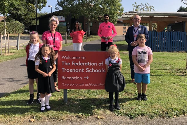 Think Pink week saw pupils across Havant don pink for Hannah's Holiday Home, mayoral charity of Cllr Prad Bains. Pictured: Trosnant Schools